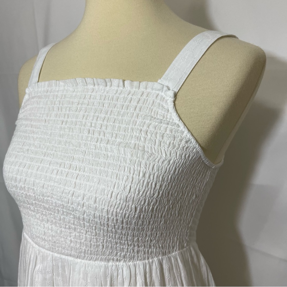 Joie Smocked Crochet Trim Tiered MIDI Dress - Picture 7 of 13